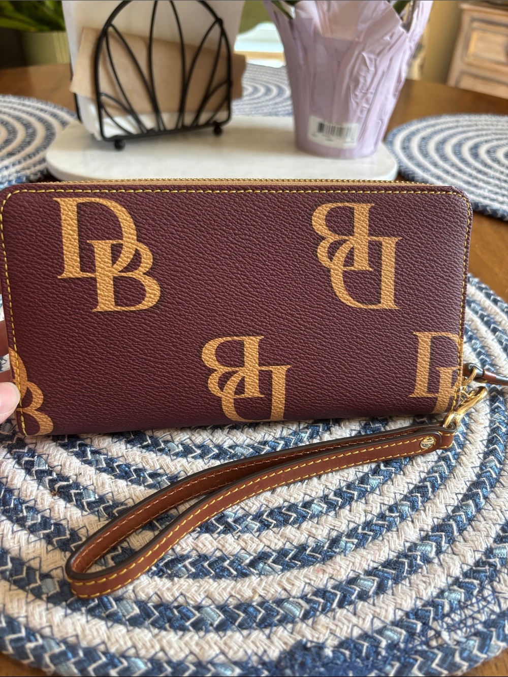 Dooney & Bourke Burgundy Signature Zip Wallet - Picture 2 of 5